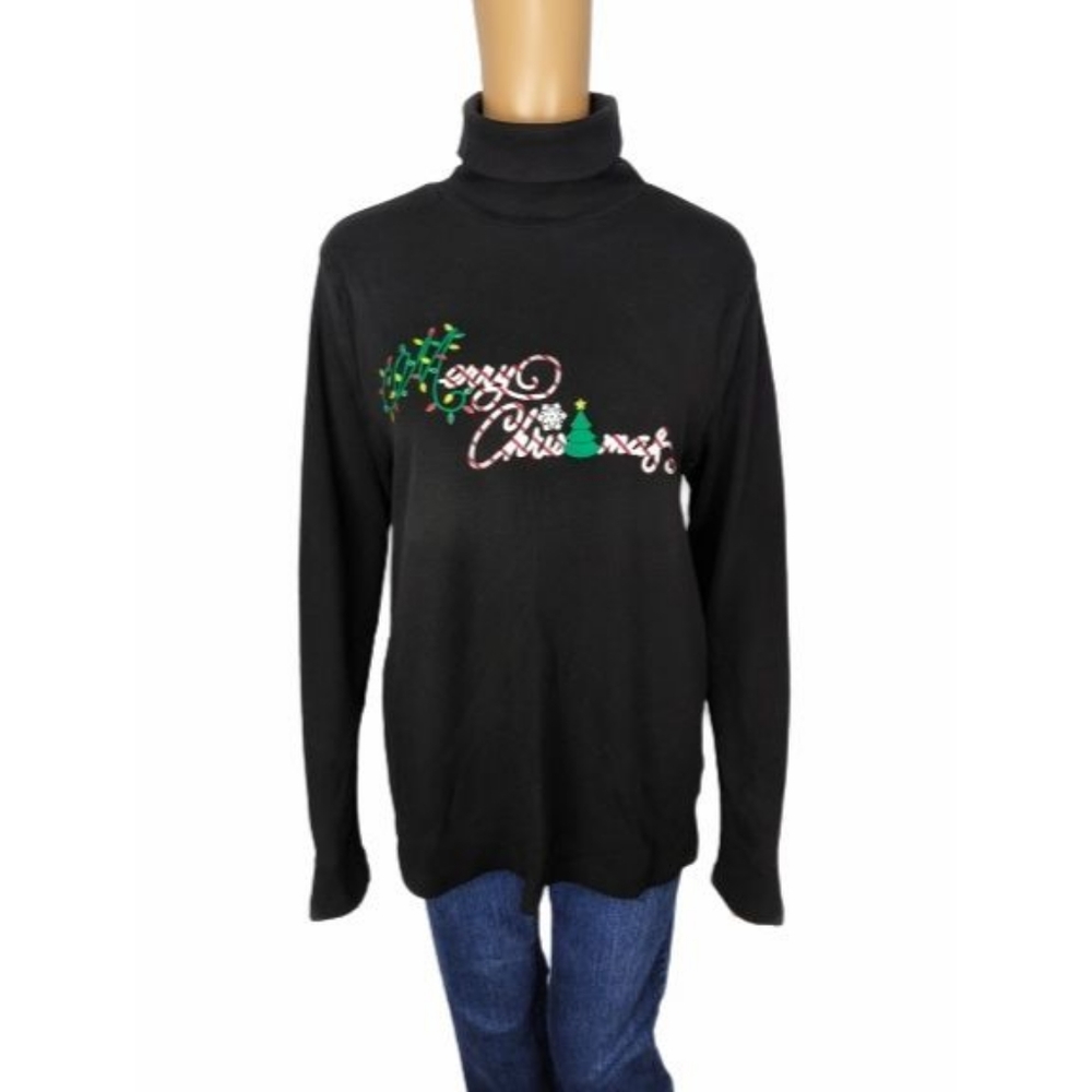 White Stag Merry Christmas Turtleneck Shirt XL